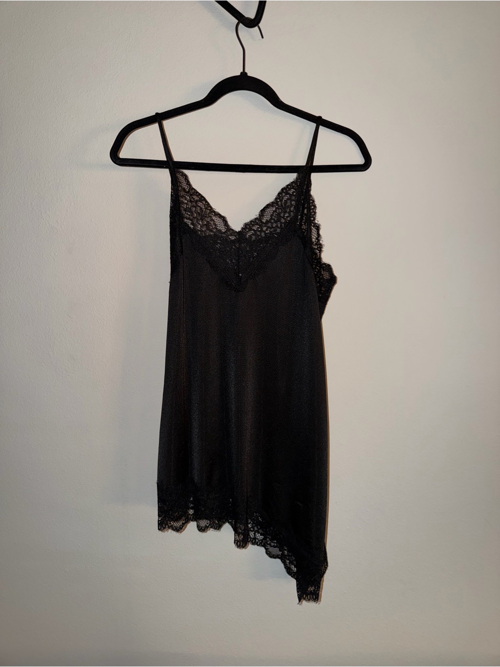 H&M Black Lace Trim Silk-Feel Camisole Tank